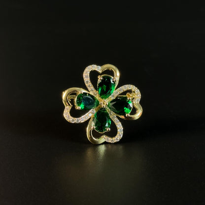 Green Four-Leaf Clover Brooch