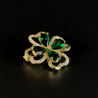 Green Four-Leaf Clover Brooch