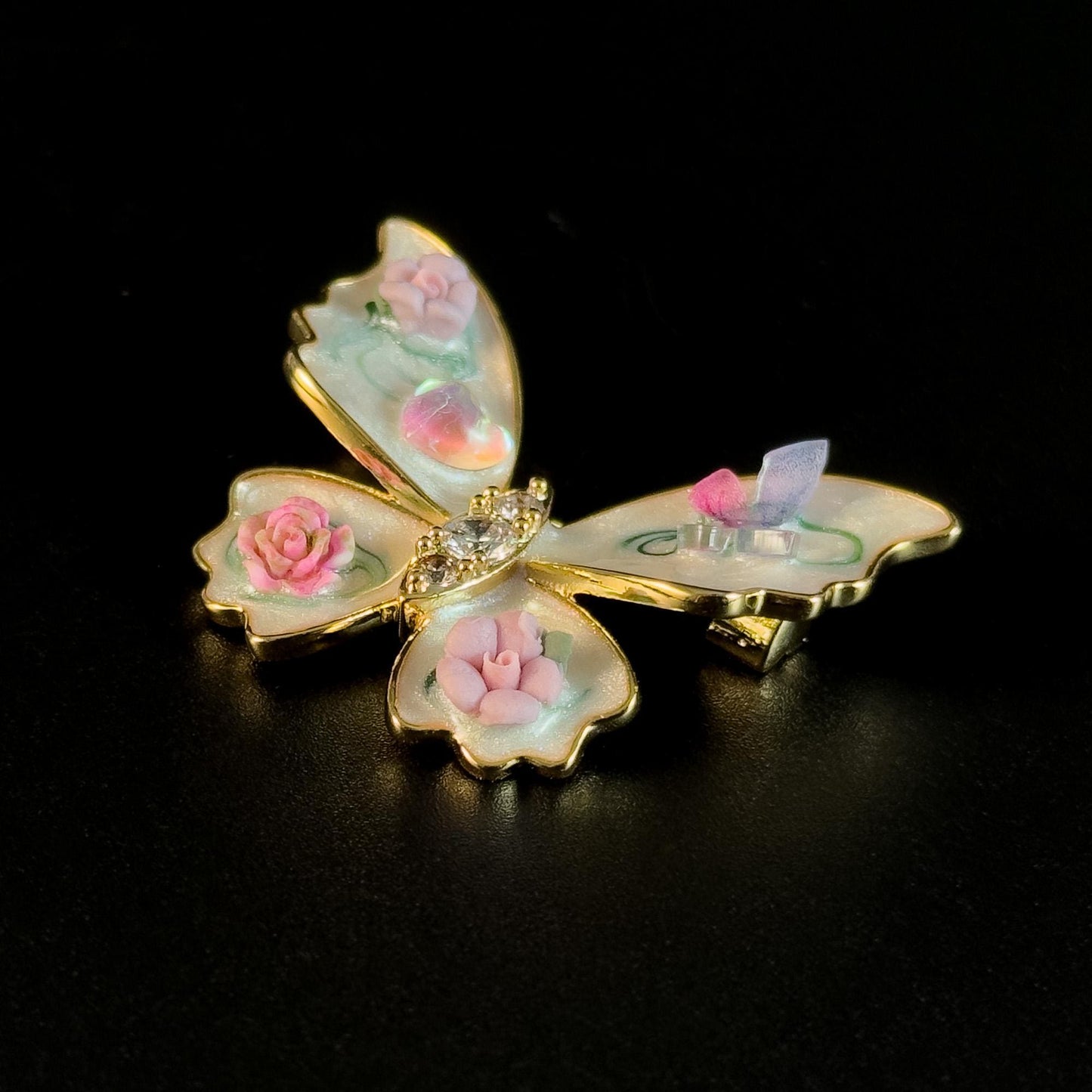 French-Style Floral and Butterfly Brooch