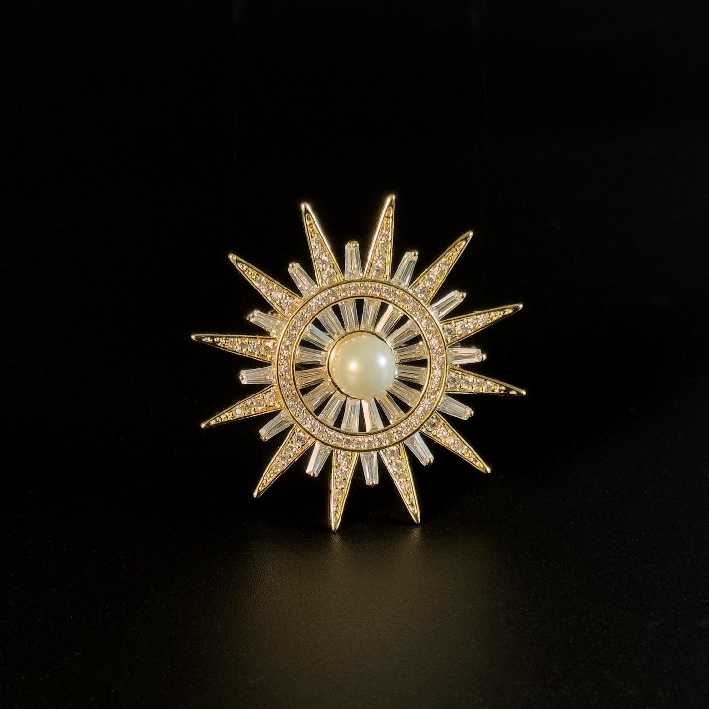 Gold Sun-Shaped Brooch