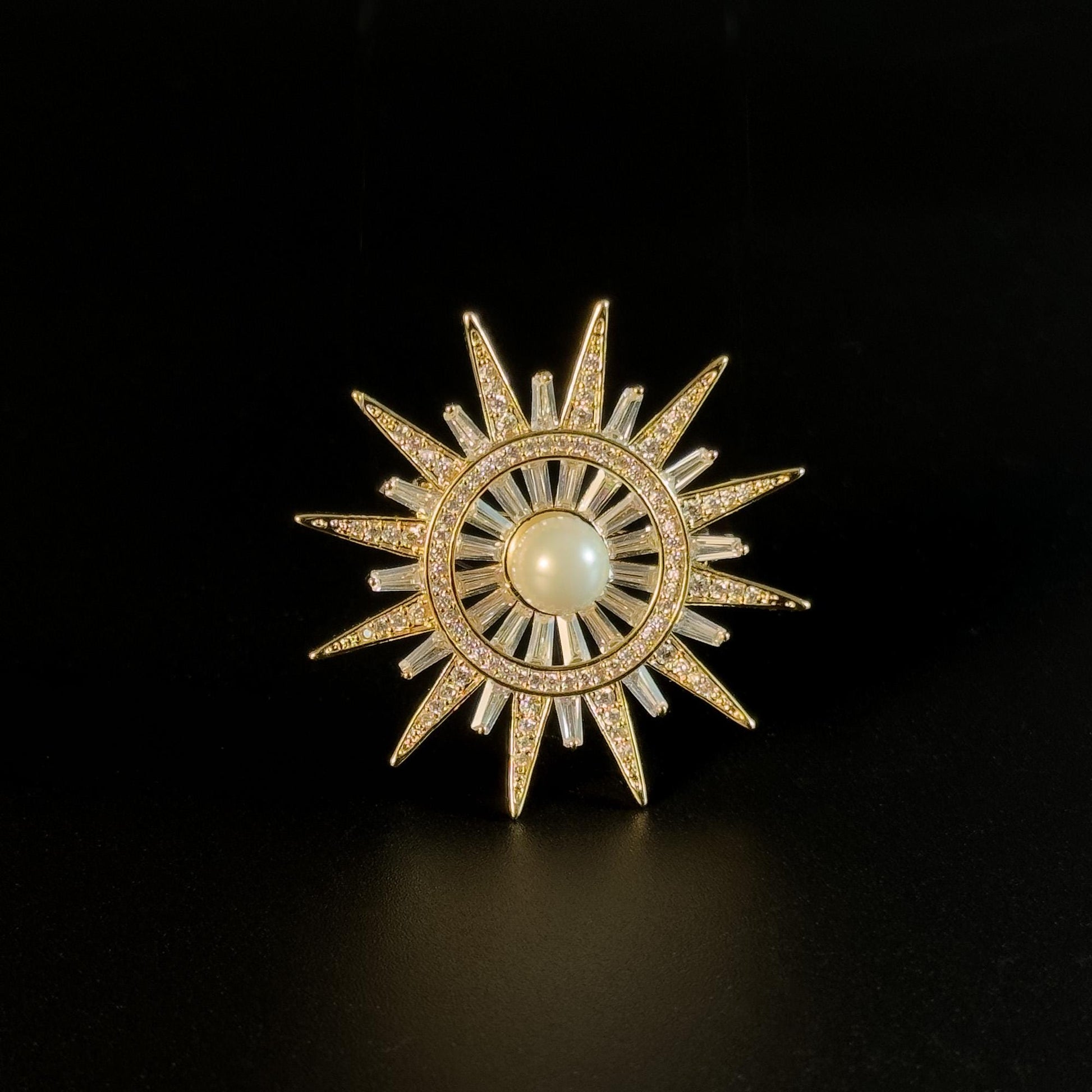 Gold Sun-Shaped Brooch