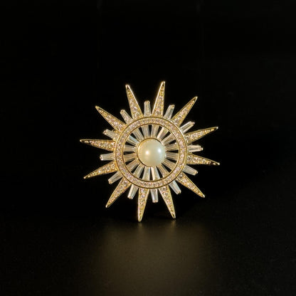 Gold Sun-Shaped Brooch