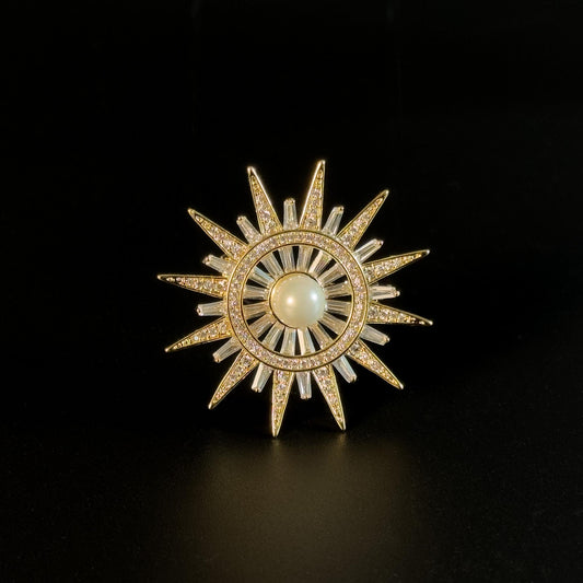 Gold Sun-Shaped Brooch