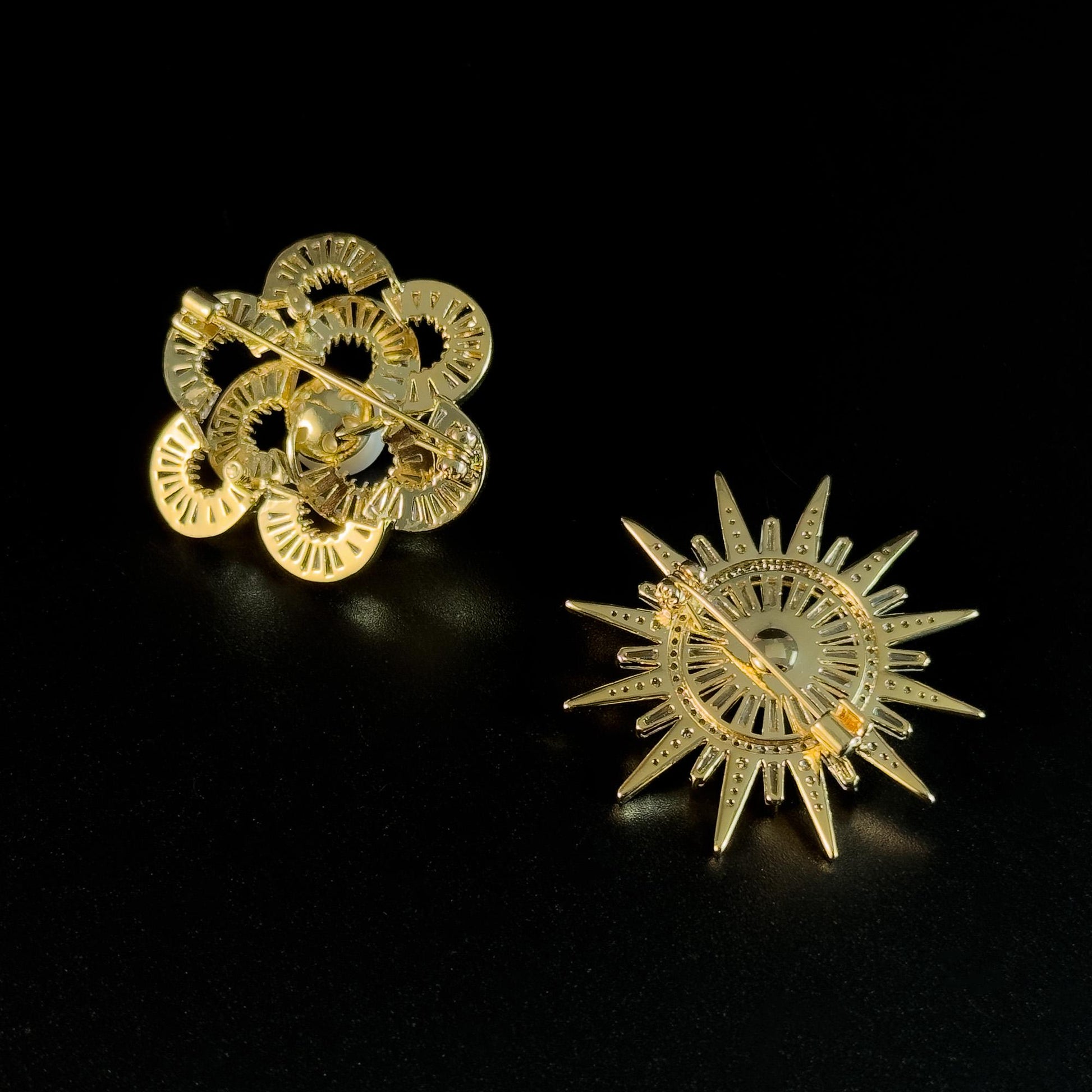 Gold Sun-Shaped Brooch