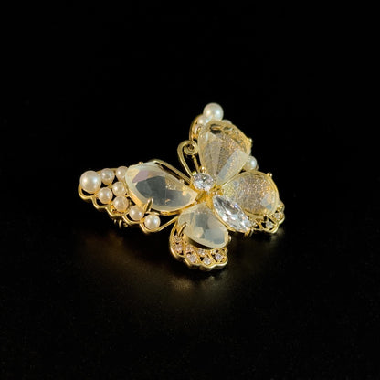 Butterfly-Shaped Pearl Brooch
