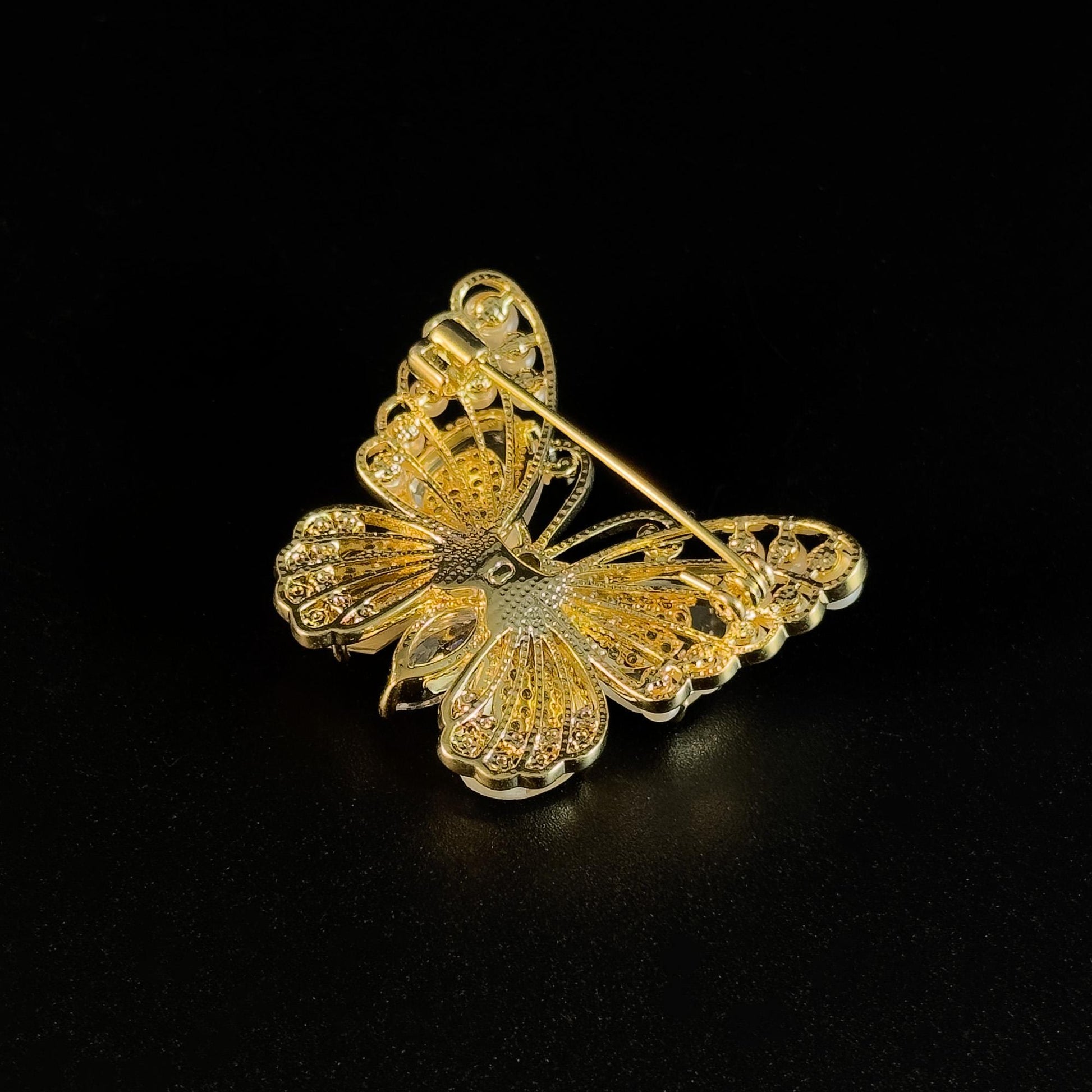 Butterfly-Shaped Pearl Brooch
