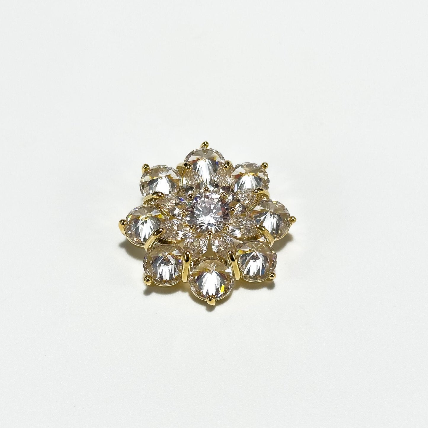 White Crystal Flower Brooch