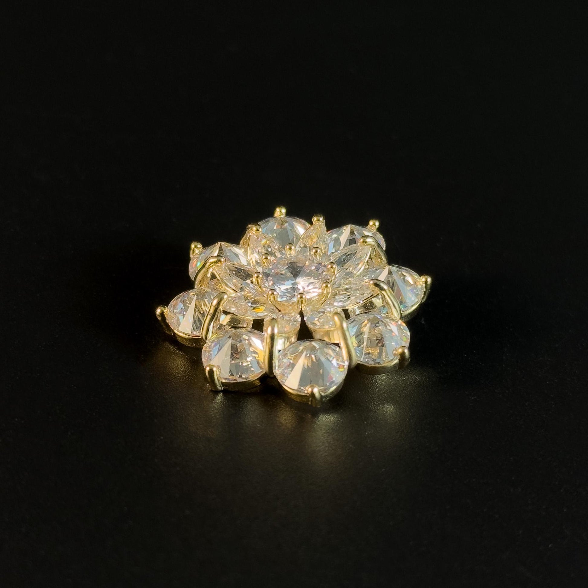 White Crystal Flower Brooch