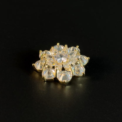White Crystal Flower Brooch