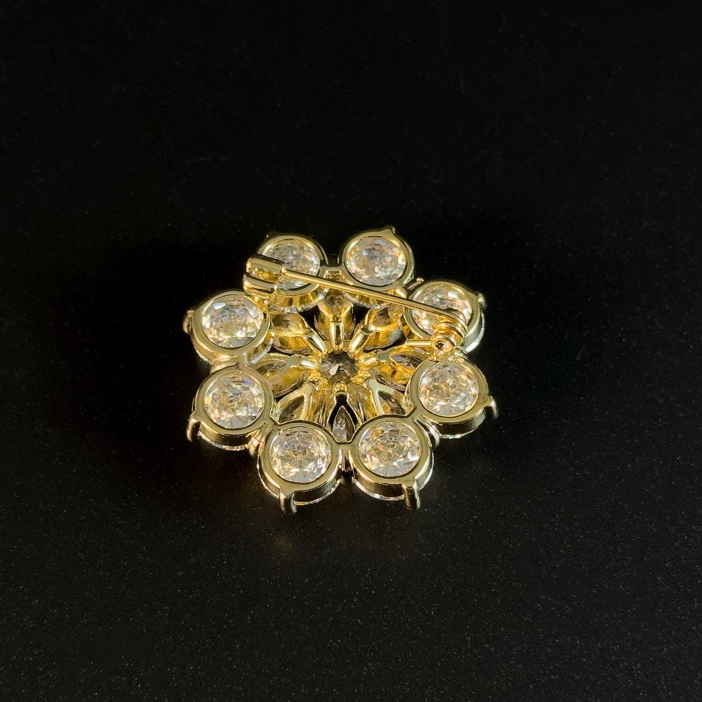 White Crystal Flower Brooch