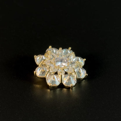 White Crystal Flower Brooch