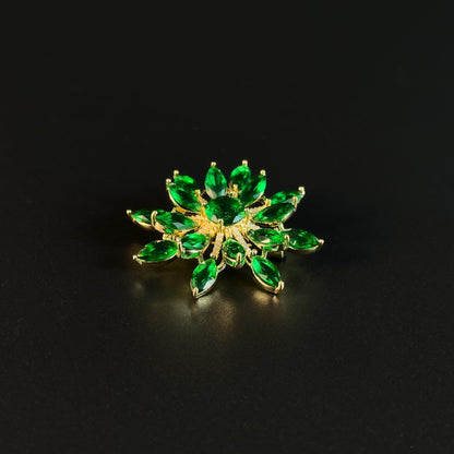 Emerald Zircon Flower Brooch