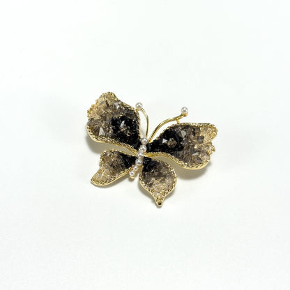 Gradient Black Diamond Butterfly Brooch