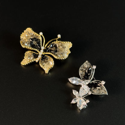 Gradient Black Diamond Butterfly Brooch