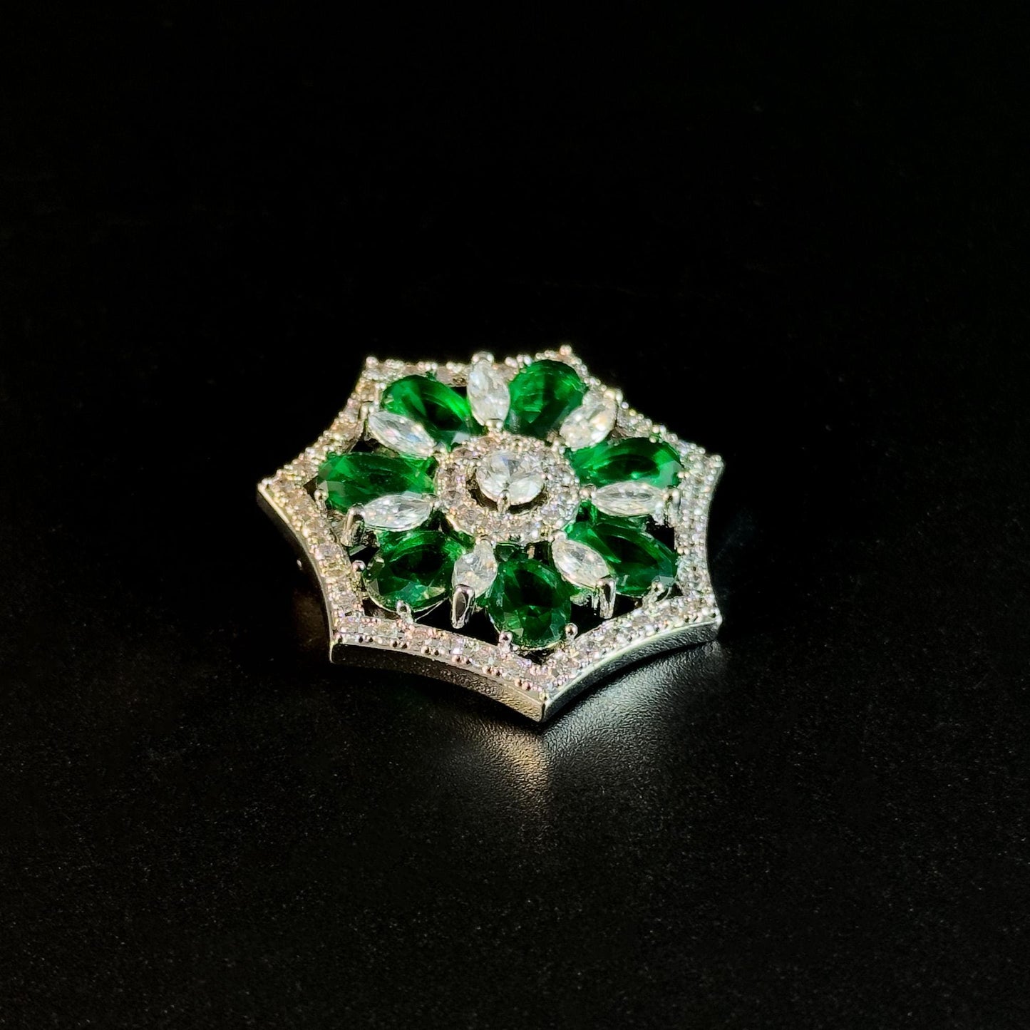 Emerald Snowflake Brooch