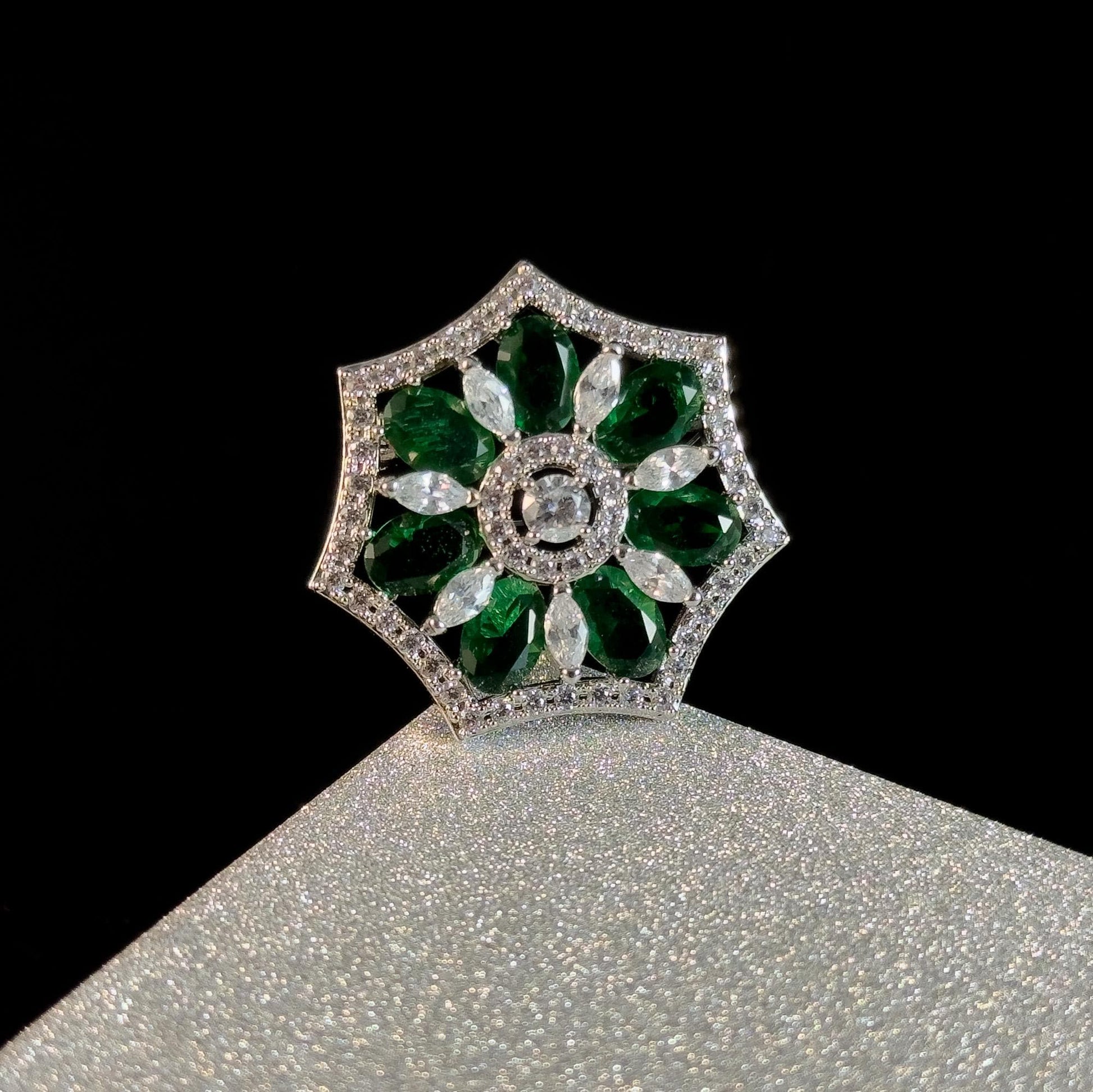 Emerald Snowflake Brooch