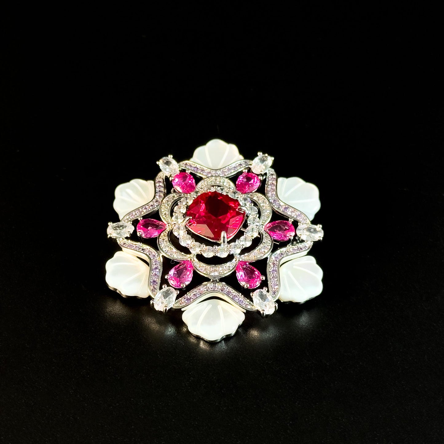 Pink Snowflake Brooch