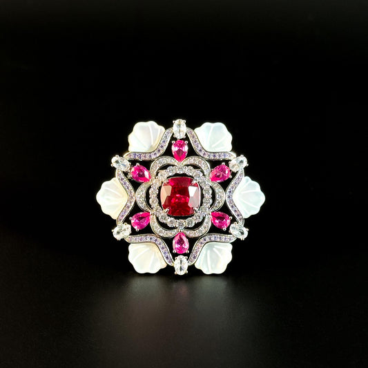 Pink Snowflake Brooch