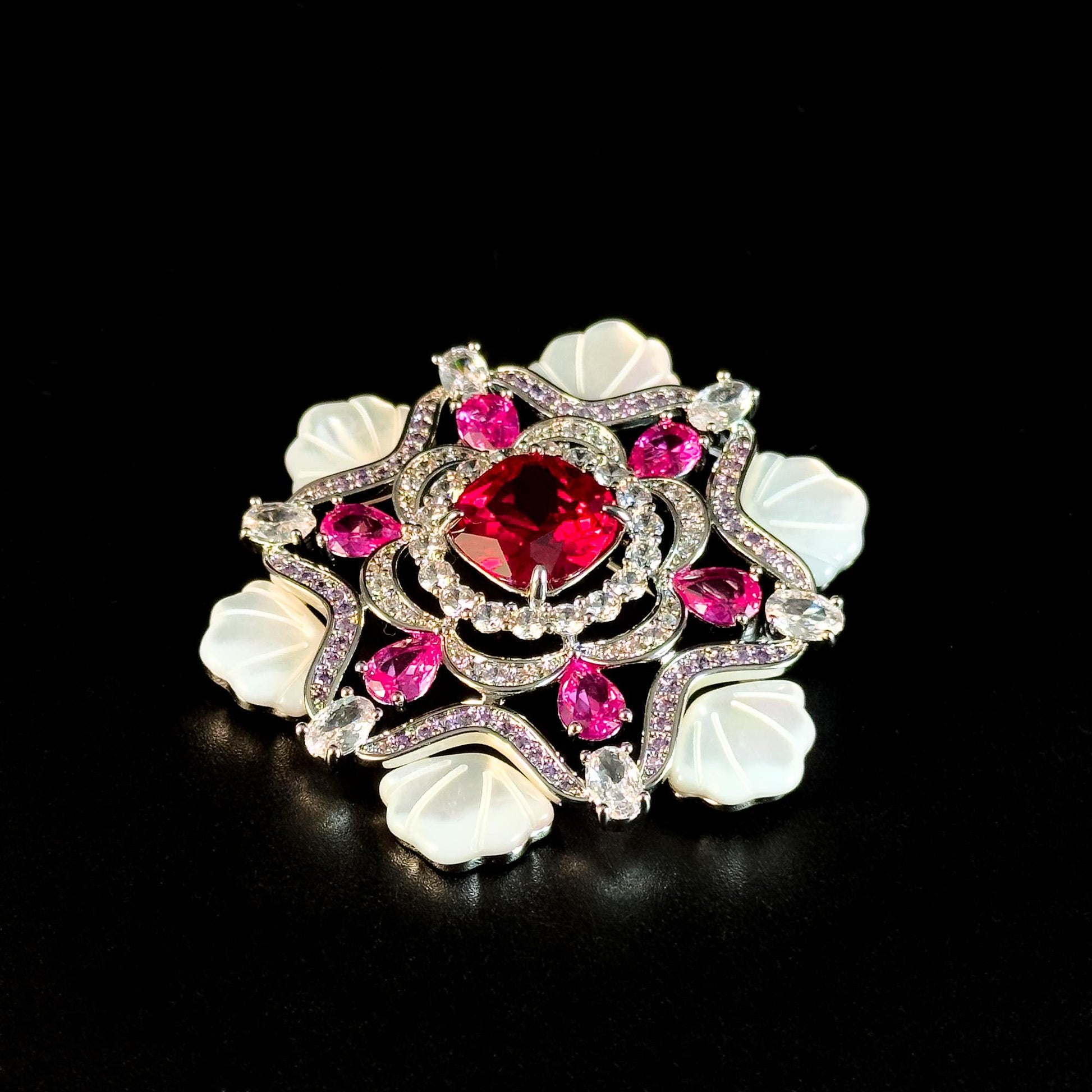 Pink Snowflake Brooch