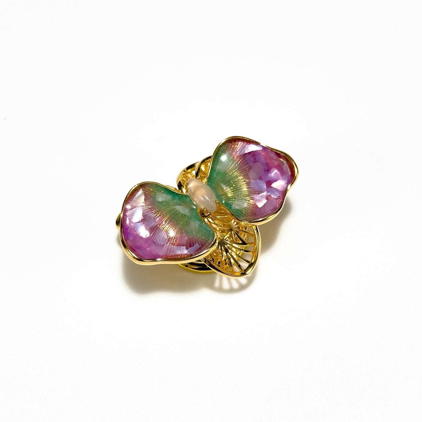 Pink Butterfly Cufflink Brooch