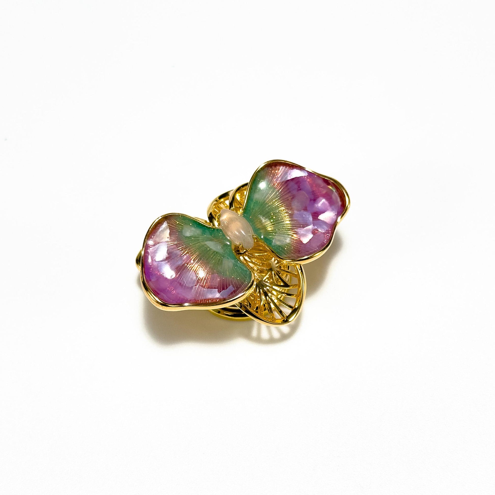 Pink Butterfly Cufflink Brooch