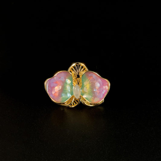 Pink Butterfly Cufflink Brooch