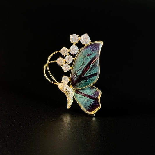 Elegant Green Butterfly Brooch