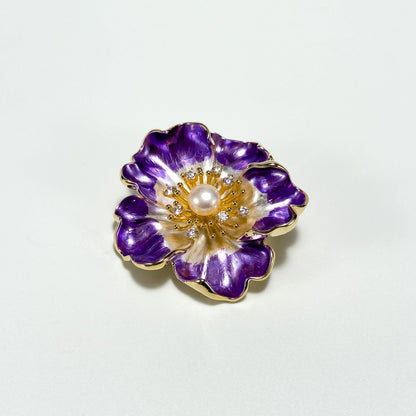Purple Peony Pearl Brooch