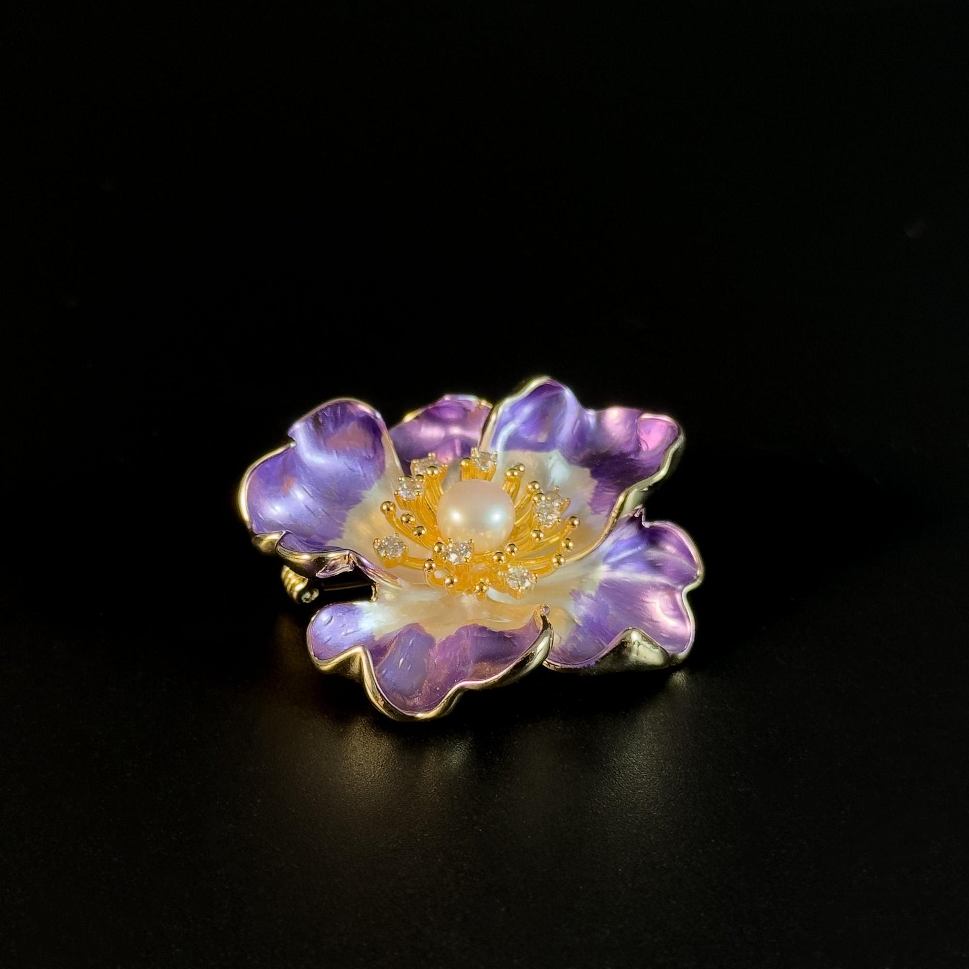 Purple Peony Pearl Brooch