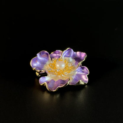 Purple Peony Pearl Brooch