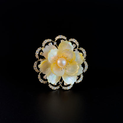 Gold Seashell Flower Brooch