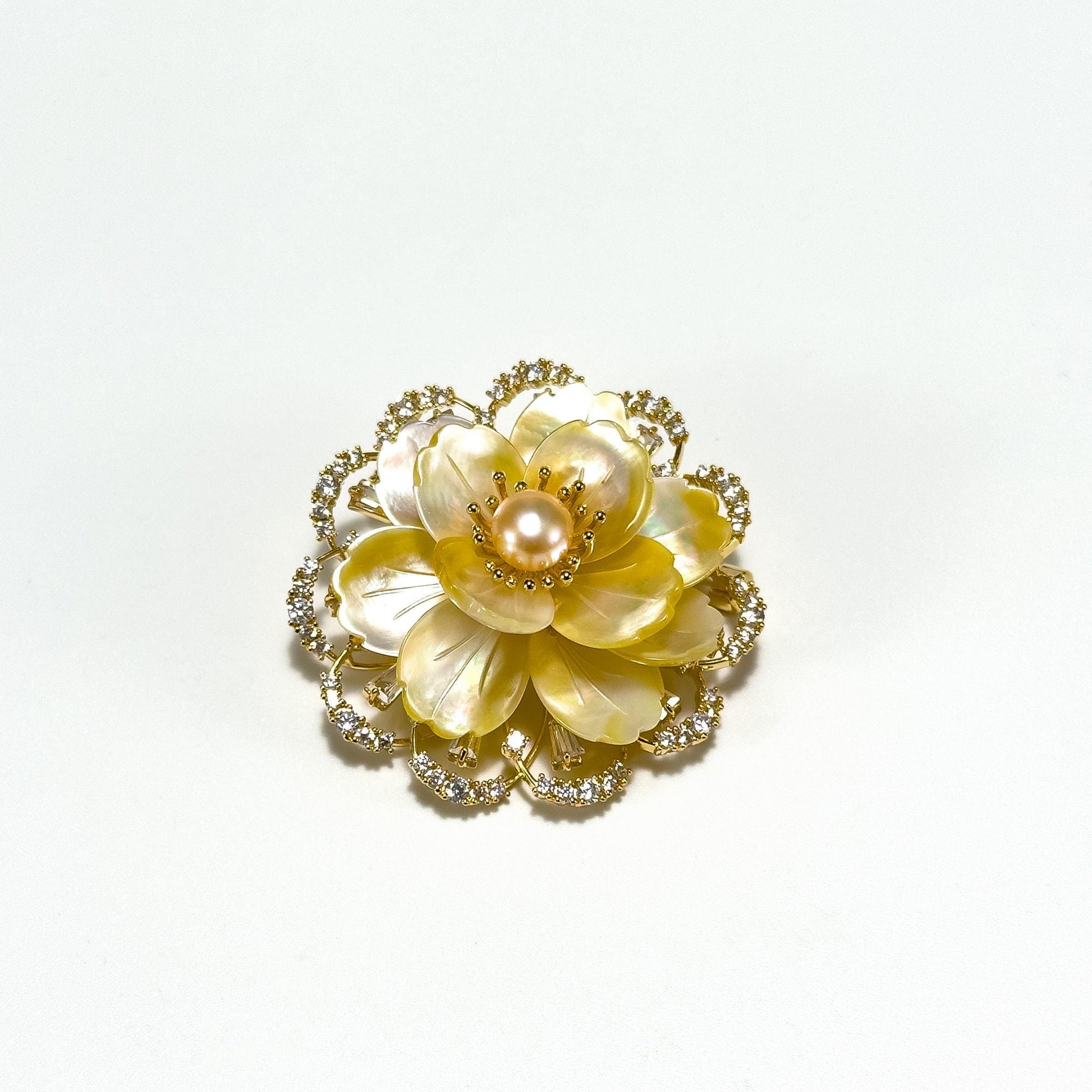 Gold Seashell Flower Brooch
