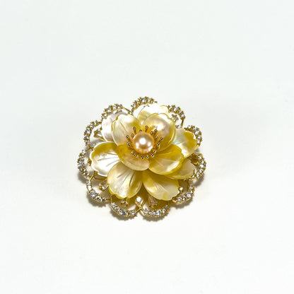 Gold Seashell Flower Brooch