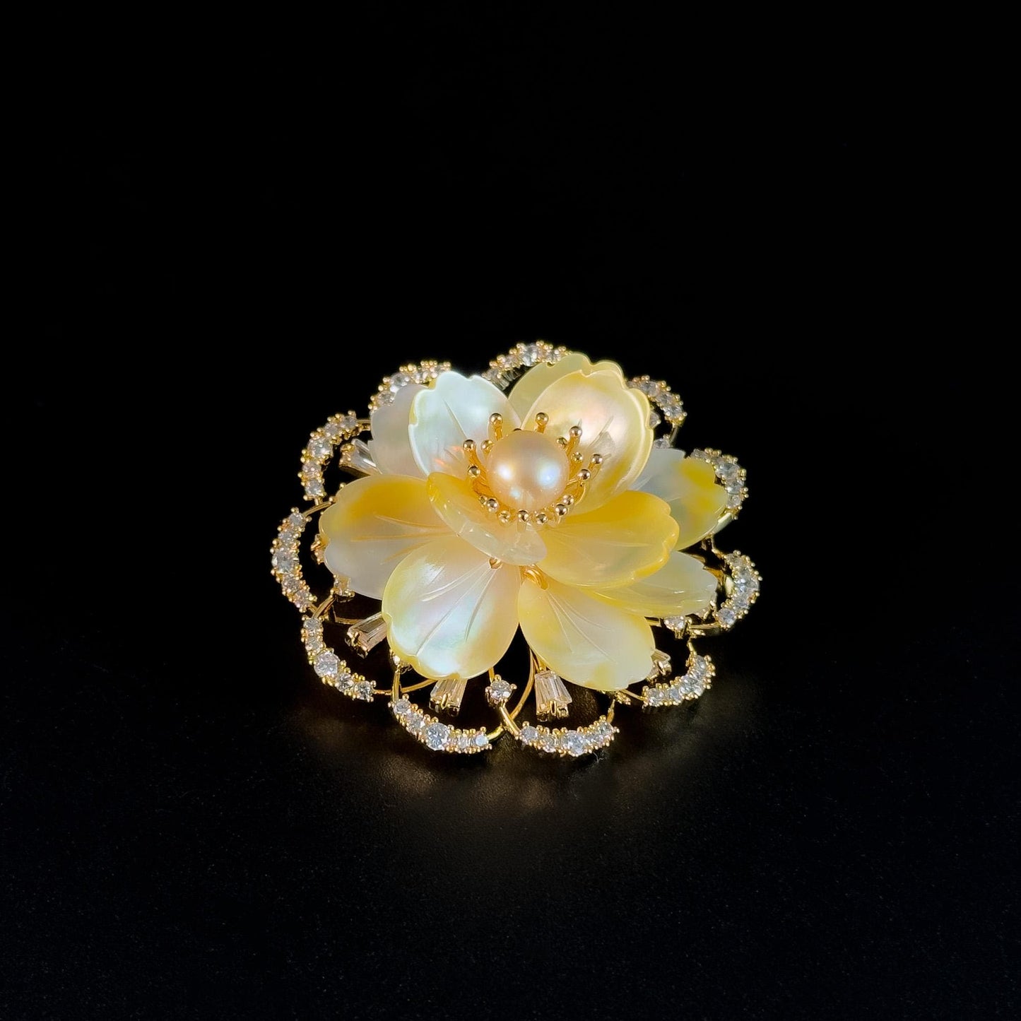 Gold Seashell Flower Brooch