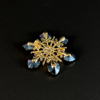 Blue Crystal Snowflake Brooch