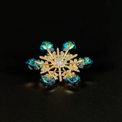 Blue Crystal Snowflake Brooch