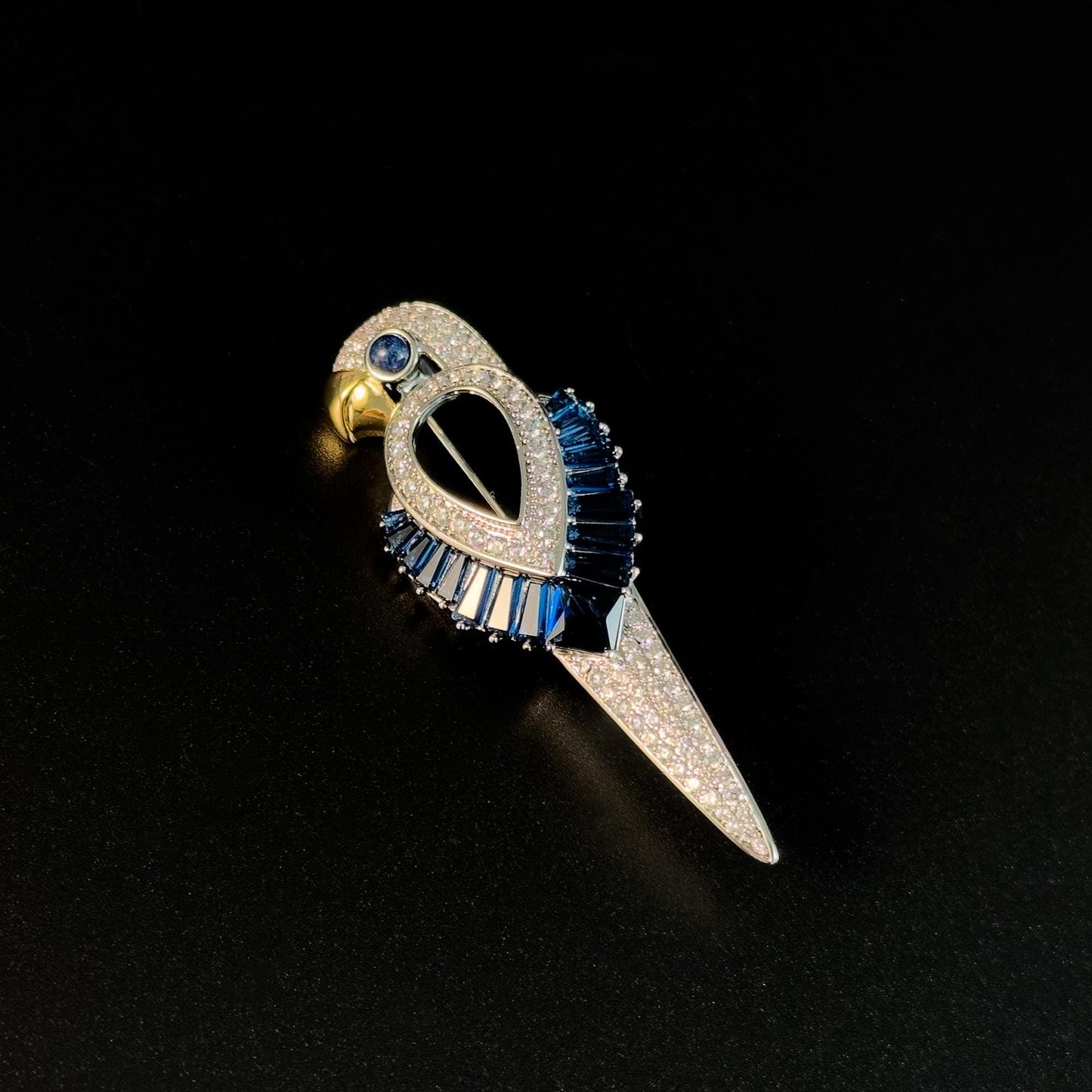 Blue Zircon Parrot Brooch