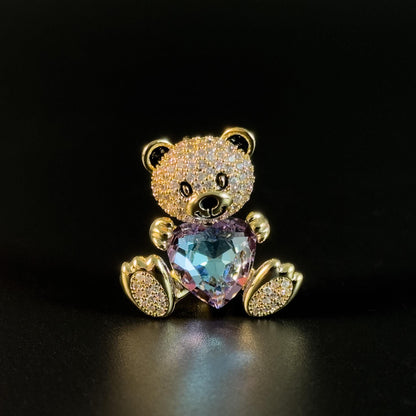 Heart-Shaped Bear Brooch
