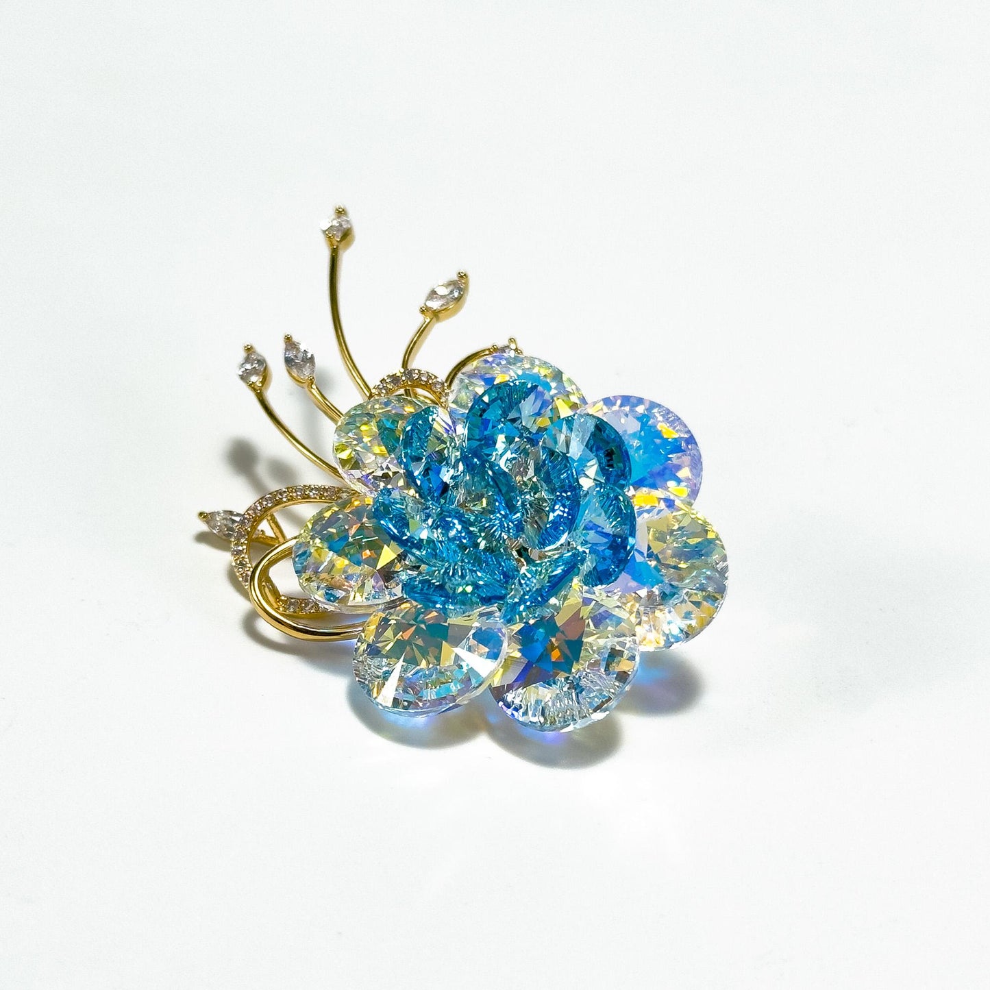 Austrian Crystal Camellia Brooch