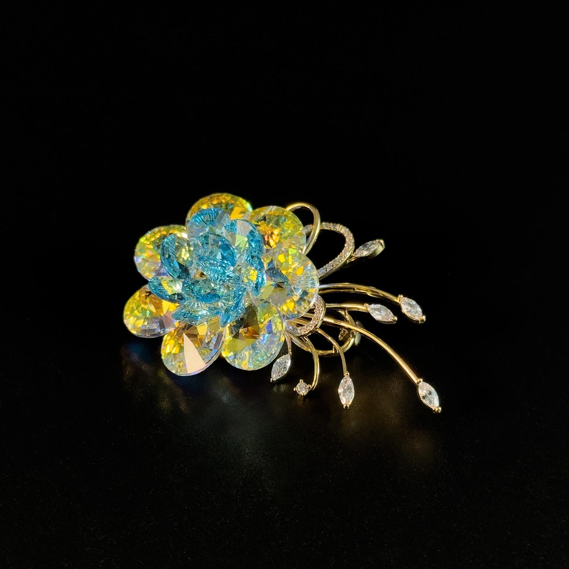 Austrian Crystal Camellia Brooch