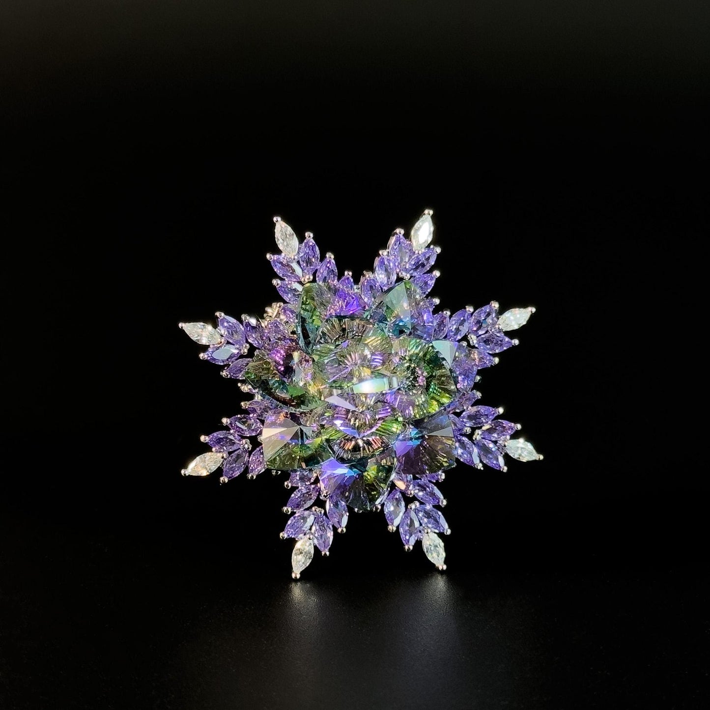 Austrian Purple Crystal Snowflake Brooch