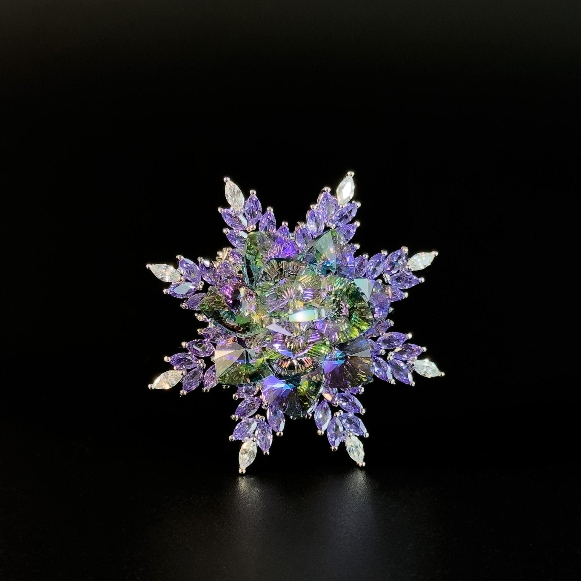 Austrian Purple Crystal Snowflake Brooch