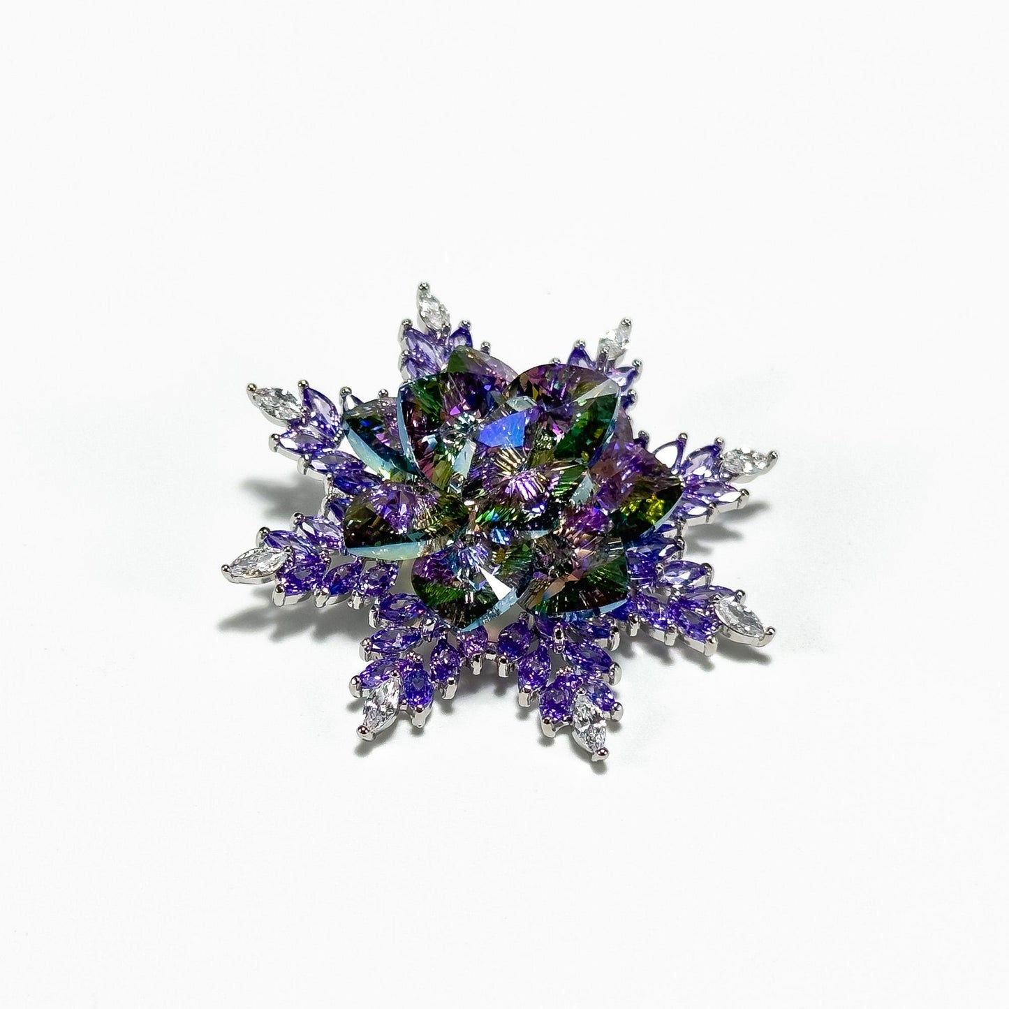 Austrian Purple Crystal Snowflake Brooch