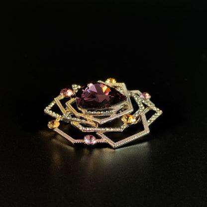 Purple Zircon Rose-Shaped Brooch