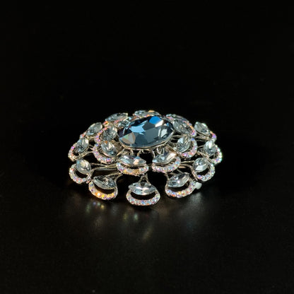 Blue Zircon Baroque Style Brooch