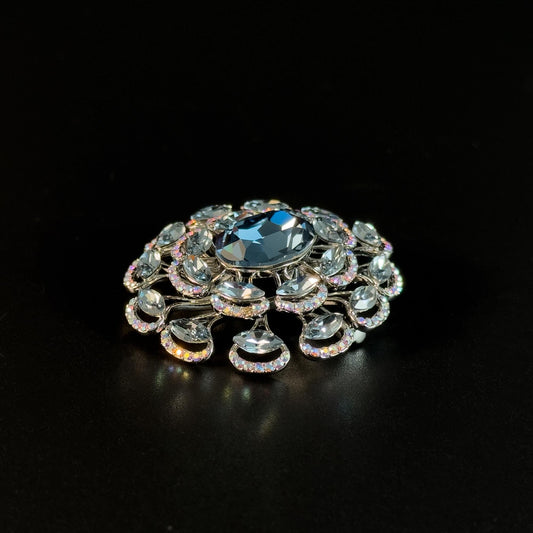 Blue Zircon Baroque Style Brooch
