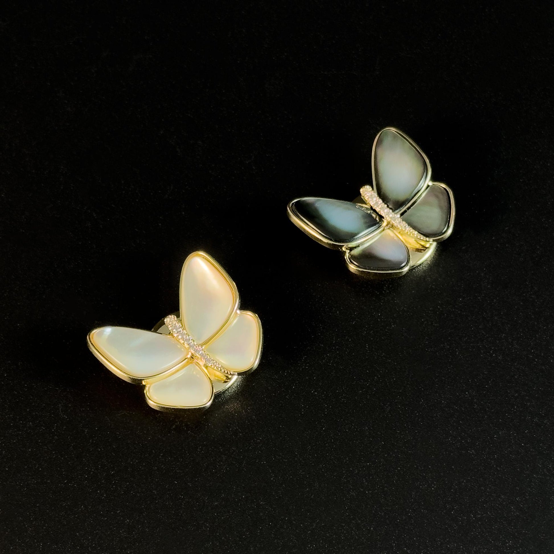 Black and White Mother-of-Pearl Small Butterfly Cufflinks