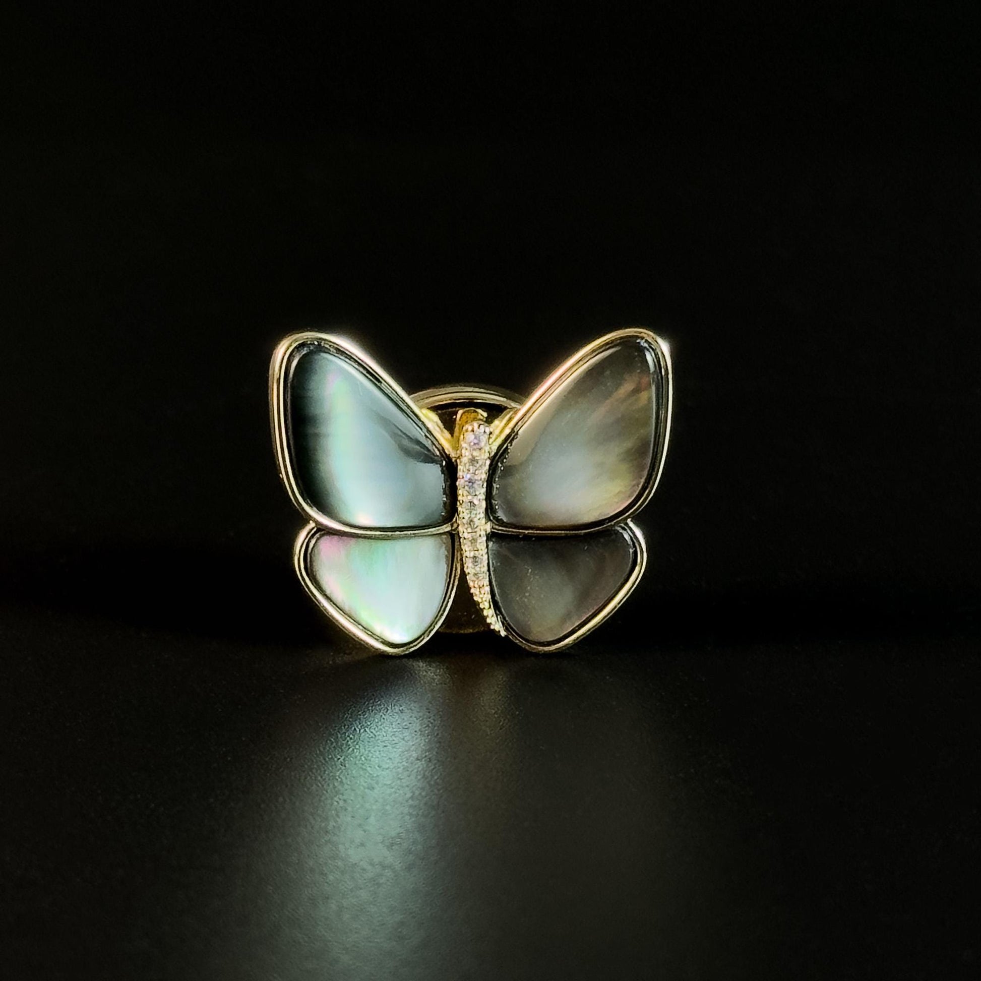 Black and White Mother-of-Pearl Small Butterfly Cufflinks