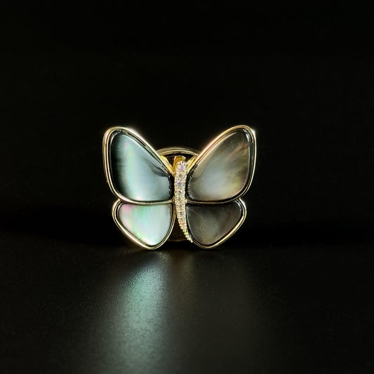 Black and White Mother-of-Pearl Small Butterfly Cufflinks