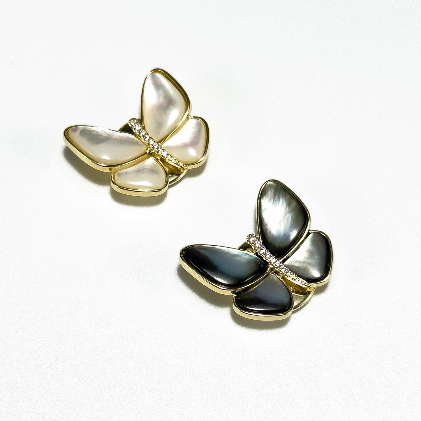Black and White Mother-of-Pearl Small Butterfly Cufflinks